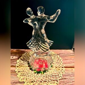 VINTAGE Royal Crystal Rock, Tango Dancing Couple Crystal Figurine, Italy, 10"
